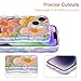 EYZUTAK Case for iPhone 15, Colorful Retro Oil Painting Printed Flower Laser Beam Glossy Pattern Cute Curly Waves Border Exquisite Phone Cover Stylish Durable TPU Protective Case for Girls Women-Green