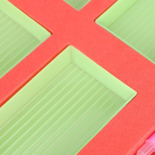 Image of Diamond Art Storage Box Set, 35.5 x 19.9 x 1.3cm Plastic Painting Tray Organizer with 16 Point Trays, 6 Pens, 4 Row Container for Art Crafts