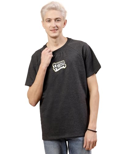 Image of Rigo Back Printed Half Sleeves Round Neck Oversized T-Shirt for Men | Drop Shoulder T-Shirt for Men | Loose Baggy Fit T-Shirt for Men