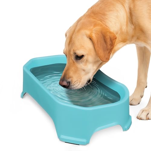 Image of Neater Pet Brands Extra Large Water Bowl for Dogs, Outdoor Dog Water Bowl (1.25 Gallon XL Capacity), Big Trough Style Food Dish for Indoors or Outside, No Spill Large Dog Bowls, Aquamarine