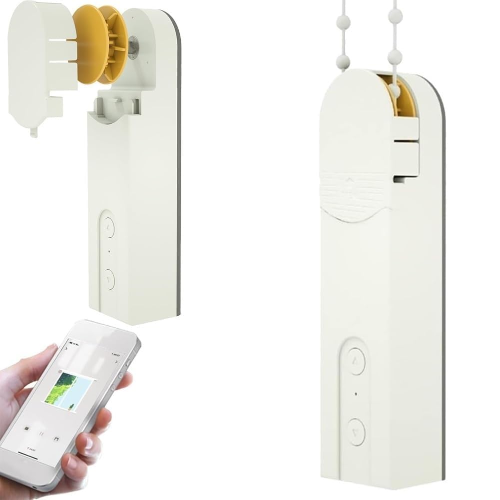 Generico Apriporta Elettrico per tapparelle, Motore per Tende Intelligenti con Controllo Bluetooth e Pannello Solare per Tende veneziane, Verticali e cellulari