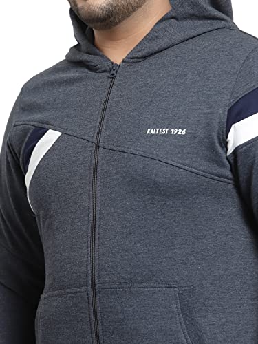 Image of Kalt Men Full Sleeves Zipper Fleece Striped Hoodie