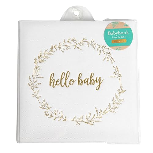 Kate & Milo Linen Baby Book, First 5 Years Memory Book, Newborn Milestone Journal, Baby Boy and Baby Girl Keepsake, White and Gold (Pack of 2)