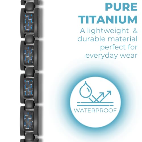 Willis Judd Mens Titanium Magnetic Bracelet With Blue Carbon Fiber Adjustable In Gift Box - Image 6