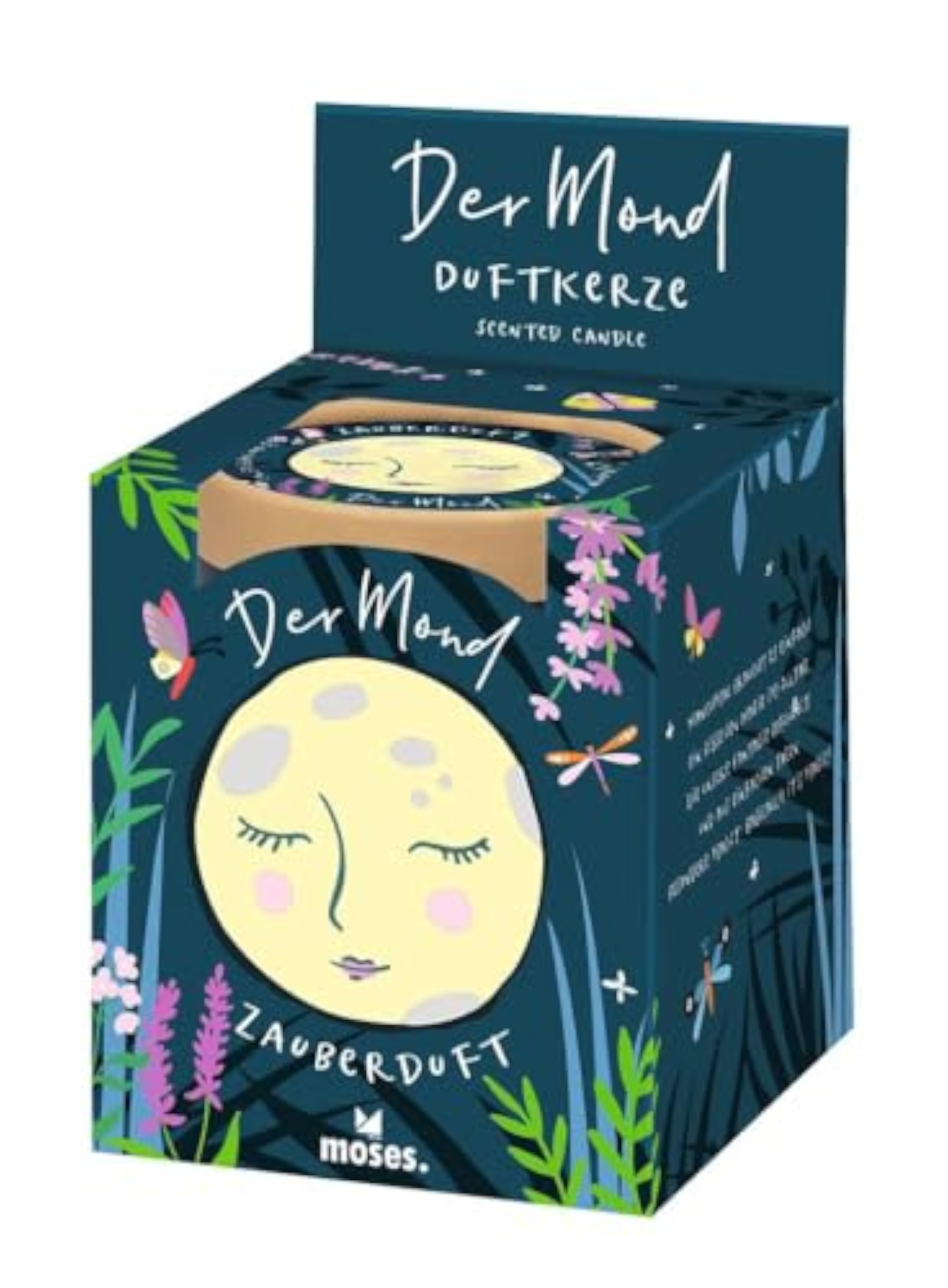 dein-Buchladen Basically it´s magic - Vela aromática con aroma a luna, vegana en caja de regalo, vela aromática sostenible, composición de ylang ylang, jazmín, sándalo