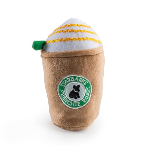 Haute Diggity Dog Starbarks Frappawcino, Plush Designer Dog Toys with Interactive Squeaker, Stimulating Pet Enrichment, Machine-Washable & Safe Materials for All Breeds, Size Small