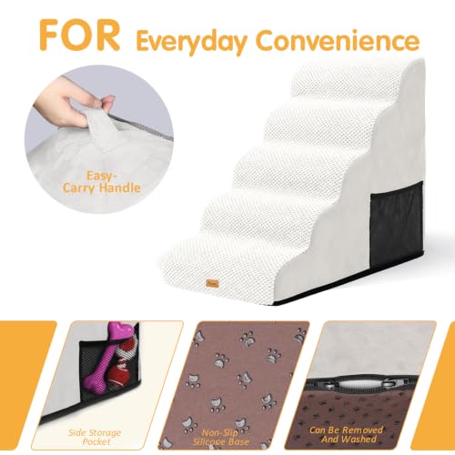 Image of Topmart High Density Foam Dog Steps 5 Tiers, Extra Wide Deep Pet Steps