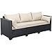 Rattaner Patio Furniture 3-seat Sofa Wicker Outdoor Furniture Outdoor Couch Deep Seat Hight Backrest Waterproof Cover Anti-Slip Cushions, Khaki