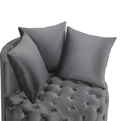 Sillón Barrel Plegable Terciopelo Gris Oscuro miniatura 5