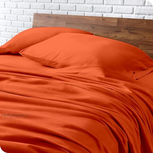 Image of YRM Bedding's 600TC Egyptian Cotton 2 Piece Envelope Closer Pillow Covers (20x32) Inches | Oeko-Tex Certified Top Selling 100% Cotton President Size Pillow Cover | Orange