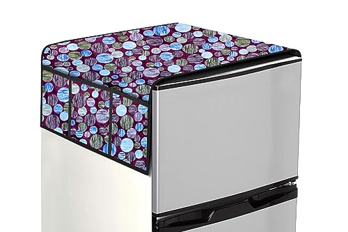 Image of The Furnishing Tree Fridge Top Cover Compatible for Samsung RR26C3893UT /HL, 246 LTR WxL 65x111 in CM Abstract Pattern Multicolor Light
