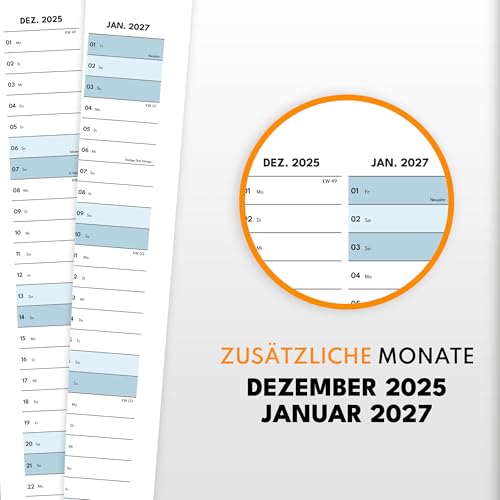 XXL Wandkalender 2026 groß (90x60cm) - Jahresplaner 2026 quer als Kalender für die Wand - Jahreskalender für 14 Monate mit Ferienübersicht - Kalender gefalzt für das Büro