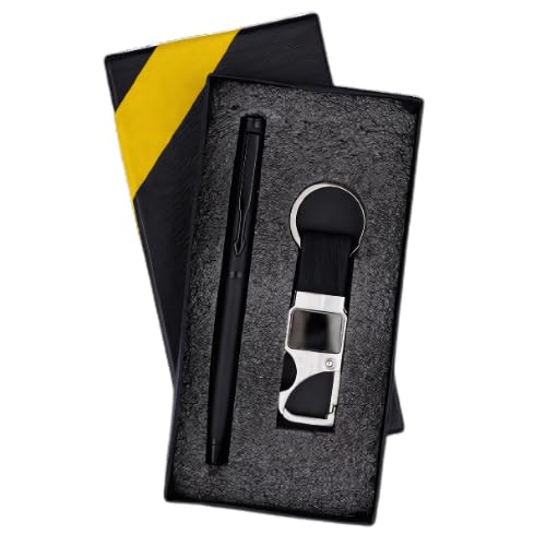 Image of Personalized Metal Ball Pen & Keychain Gift Combo 2 in 1 For Brother-Sister Special Occasion Corporate Gifting (Black)