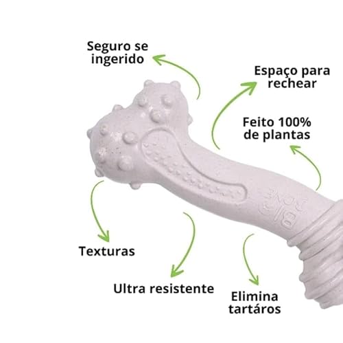Biobone Mordedor para Cães Grande Porte, Feito com Cana, Zero Plástico, Ultra Resistente, 24 cm