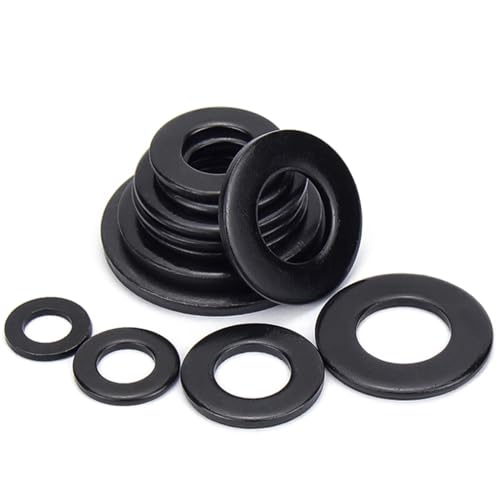 Image of M8 x 16mm OD Black Flat Washer, 18-8 (304) Stainless Steel Coating, 50Pcs