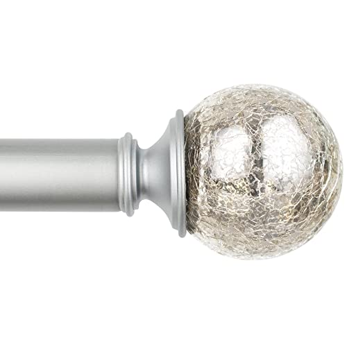 KAMANINA 2,5 cm Gardinenstange 91,4 bis 182,9 cm, Craquelé-Glas-Endstücke, silberfarben Cover