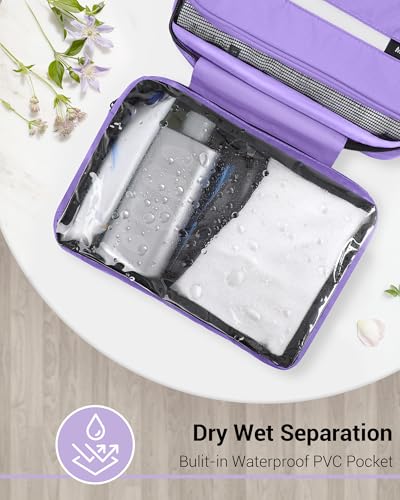 Image of Maliton Toiletry Bag for Men & Women Travel Toiletry Bag Hanging Toiletry Bag Hygiene Organizer with 4 Compartments Waterproof Bathroom Shower Bag Large Toiletries Travel Bag (Purple)