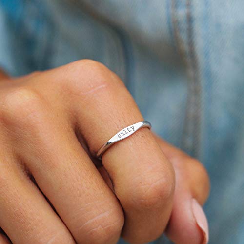 Pura Vida Salty Vibes Stackable Ring - .925 Sterling Silver Band, Brass Base - Sizes 5-92