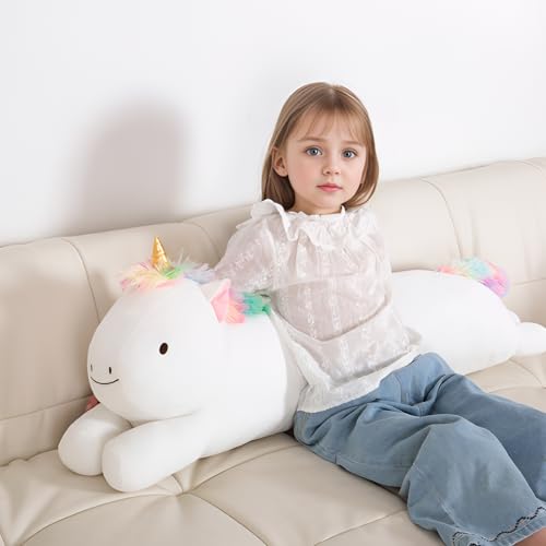 Image of MMguai 40inch Jumbo Unicorn Stuffed Animal, Giant Rainbow Unicorn Stuffy Long Body Pillow Plush Toy, Large Soft Unicorns Plushies Gift for Kids Boy Girl, Birthday, Christmas