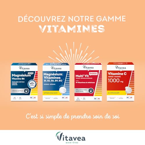 VITAVEA BIEN-ETRE - Vitamine C 1000mg - Tonus et Energie - Complément Alimentaire Fatigue et Système immunitaire - 28 comprimés - Saveur Orange -Sans sucres ajoutés - Cure 28 jours -Fabriqué en France – Image 6