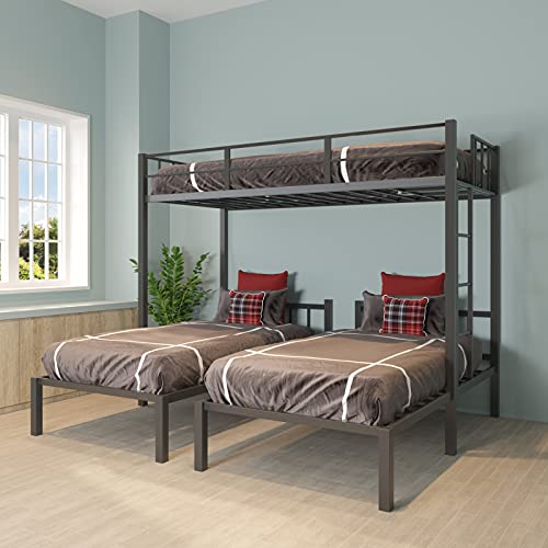 Triple Bunk Beds,Twin Over Twin & Twin Bunk Bed, Can Be Separated Into 3 Twin Beds/3 bunk beds for Kids, Teens, Adults, Girls, Boys, No Box Spring Needed