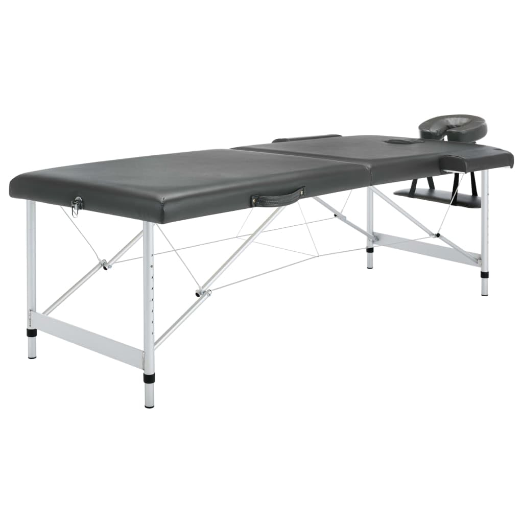 vidaXL Massagetisch mit 2 Zonen Tragetasche Höhenverstellbar Massagebank Massageliege Kosmetikliege Therapieliege Aluminiumrahmen Anthrazit 186x68cm