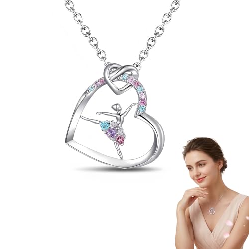 Collier de Danse avec Pendentif C ur en Cristal Collier Ballerine Brillant pour Filles et Femmes Cadeau d Anniversaire, Alliage Argenté