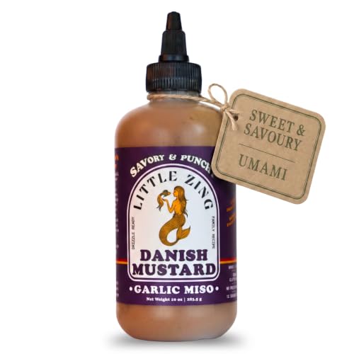 Little Zing Garlic Miso Mustard, Savory Umami Sauce with White Miso, Black Garlic &amp; Red Wine Vinegar, Vegan &amp; Gluten Free, for Sushi, Ramen, Poke Bowls &amp; Roasted Veg, 10 oz
