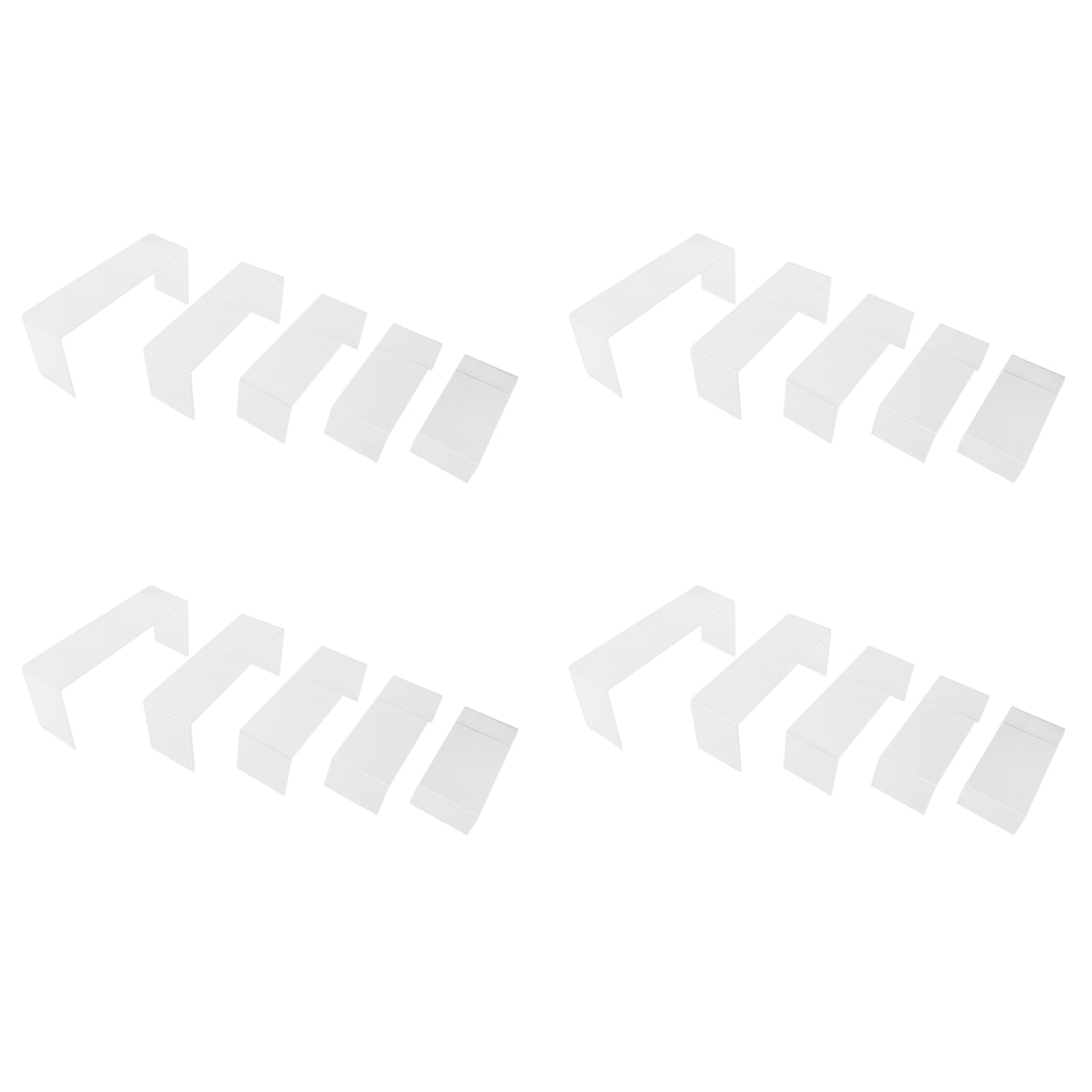 Hndhbfgrt 20 Pack Clear Acrylic Display Risers, 5 Sizes Acrylic Jewelry Display Riser Shelf Showcase Fixtures for Cake, Display