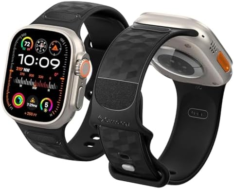 CASEOLOGY by Spigen Parallax for Apple Watch Series 10 Strap 46mm, Apple Watch Ultra 2/Ultra 49mm, 9/8/7 45mm, SE2/SE/6/5/4 44mm, 3/2/1 42mm Strap Band - Matte Black