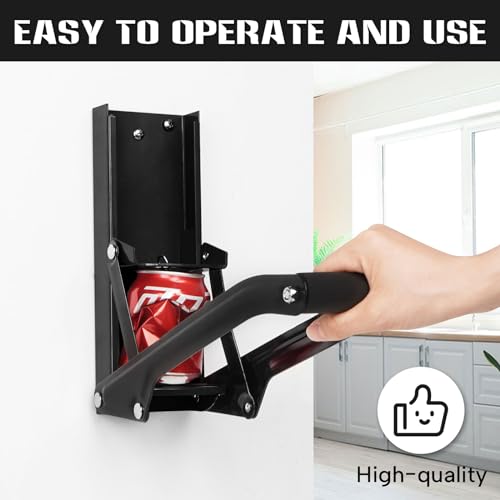 GYE 16 oz Metal Aluminum Can Crusher, Wall Mounted Heavy Duty Smasher for Aluminum Seltzer, Soda, Beer Cans And Bottles for Recycling, Gadgets for Home (Black)