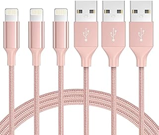 iPhone Charger Cable, 3Pack 6ft/2m Lightning Cable MFi Certified, Novtech Nylon Braided USB Fast Charging Wire for iPhone 13 12 11 Pro XR XS X 8 Plus 7 Plus 6S 6 Plus 5 iPad Pro Mini and More - Pink