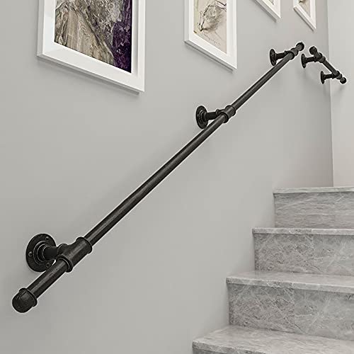 Rampe escalier extérieur intérieur 540 cm, main courante fer forgé noir - 2