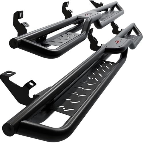 Drop Step Running Boards for 2021-2026 Ford Bronco 4 Doors (Not for Sport Model) Two-Stairs Side Step Rails Coated Black Carbon Steel Drop Step Nerf Bars Bolt-on Step Plates Rock Sliders Rail