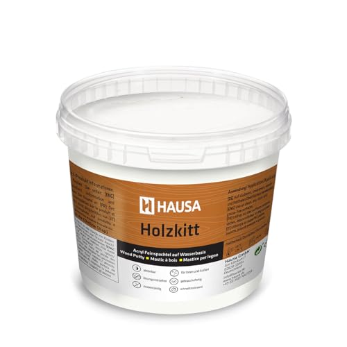 HAUSA Holzkitt 1 kg Weiß Holzspachtelmasse, Kitt für Holz, Holzspachtel/Füllmasse zum Reparieren von Holzschäden gebrauchsfertig ausgezeichnete Füllkraft schnelltrocknend rissbeständig HAUSA Holzkitt 1 kg Weiß Holzspachtelmasse, Kitt für Holz, Holzspachtel/Füllmasse zum Reparieren von Holzschäden gebrauchsfertig ausgezeichnete Füllkraft schnelltrocknend rissbeständig