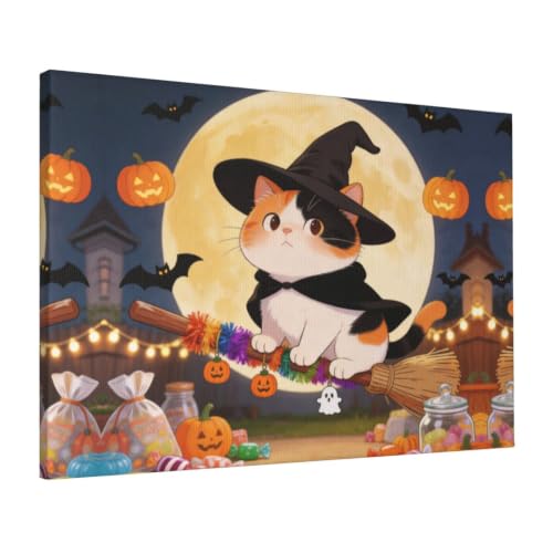 Peinture moderne chat cool grande toile tendue prête à accrocher