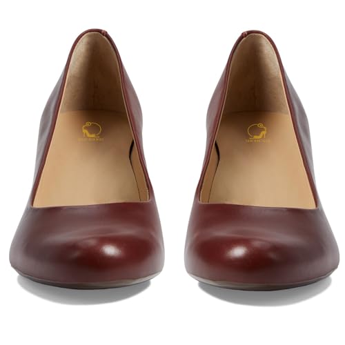 SHODENSE Women Chunky Stacked Heel Pumps Round Toe Slip On Dress Shoes Matte 2 inch Mid Block Heel Pump Shoes Office Work Pump Classic Comfort Vintage Basic Thick Heels Party 4-11 M US3