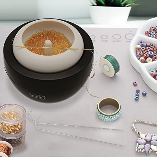 The Beadsmith Spin & String Power Spinner– Plastic Spinning Wheel With 3 Cups & 2 Needles –Requires 2 Aa Batteries – Quickly & Efficiently String Seed Beads For Jewelry, Fringe And Diy Arts & Crafts #TOP5