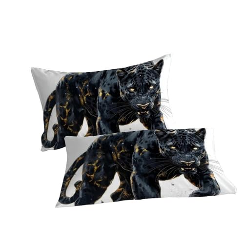 Housse de couette zippée guépard imprimé 3D en microfibre anti-plis super king