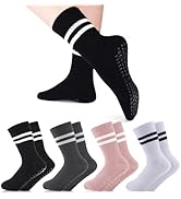 Jspupifip 4 Pairs Pilates Socks With Grips For Women X-Cross Straps - View #4