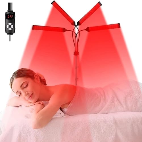 Lámpara De Luz Roja De 4 Cabezales, Luz Infrarroja Cercana De 660 Nm Y 850 Nm Para Rostro, Espalda Y Cuerpo, Alivio Del Dolor Y Antienvejecimiento, Altura Ajustable, Cuello De Cisne Ajustable