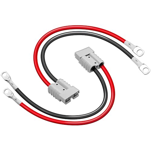 2 Pcs Battery Quick Connector, Anderson Connector 50A Kit, Plug 8 Guage 1.64ft Cables, 50A Battery...
