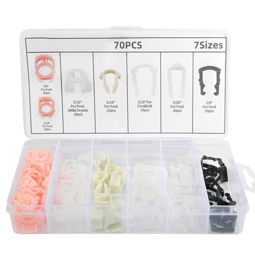 SCUARI Automobile Fuel Pipe Clamp,Car Accessories,Fuel Line Retaining Clip Assortment Kits,7 Size Nylon Fuel Line Repair Kit Replacement 3/8