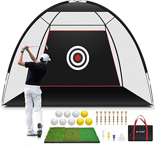 Bltend Golf Practice Hitting Net: 10x7ft Golf Chipping Nets for Backyard Driving with XL Tri-Turf Mat - Golf Swing Training Aids with Impact Target for Outdoor Indoor Use Garage
