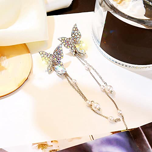 Zrfamily Crystal Butterfly Earrings,Super Flash Light Luxury Fashion Temperament Earrings (Purple Butterfly) #TOP4