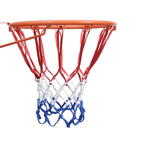 Upgraded Thickness Basketball Net,Suitable for Indoor and Outdoor Professional Basketball Games,Can Withstand Any Weather Conditions,Load-Bearing,Heavy Duty and Last Longer - Red, White, Blue 12 Loops