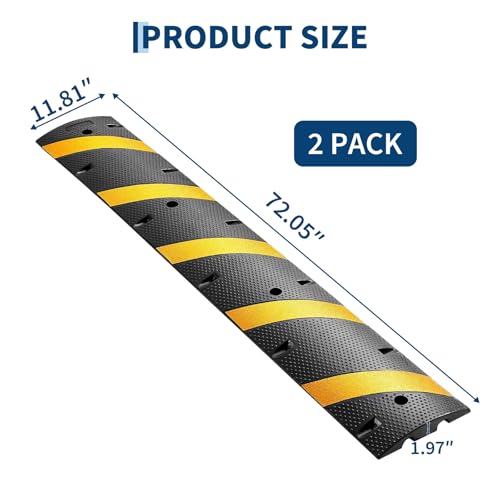 Image of 6ft Rubber Speed Bump 72 inch Speed Bumps for Driveway 2Pack