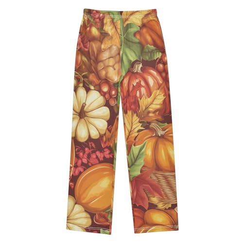 Pumpkin Harvest Boys Long Pants Soft Trousers Elastic Waist Kids Lounge Bottoms with Pockets S-XL