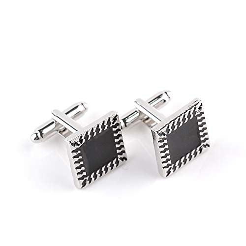 Daesar Mancuernillas para Camisa Hombre Relámpago Plateadas Negras miniatura 4