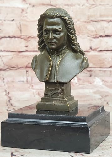 Hand Made Bronze Bust Sculpture Statue of Composer Bach Strauss Signed Figurine Decor Artwork Statue by Finery Bronze